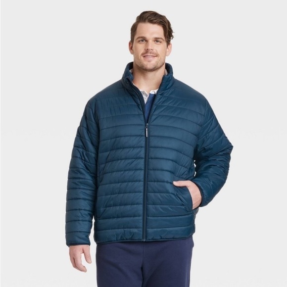 Men's Big & Tall Lightweight Puffer Jacket -
Goodfellow & Com Navy Blue - Picture 1 of 5